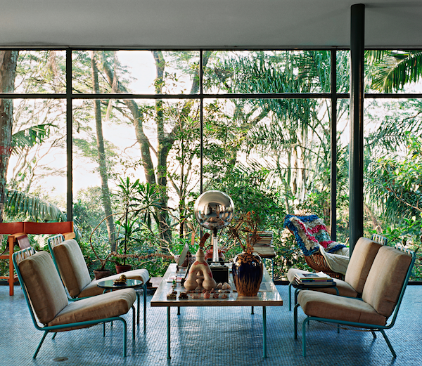 lounge chairs in front of tropical window
